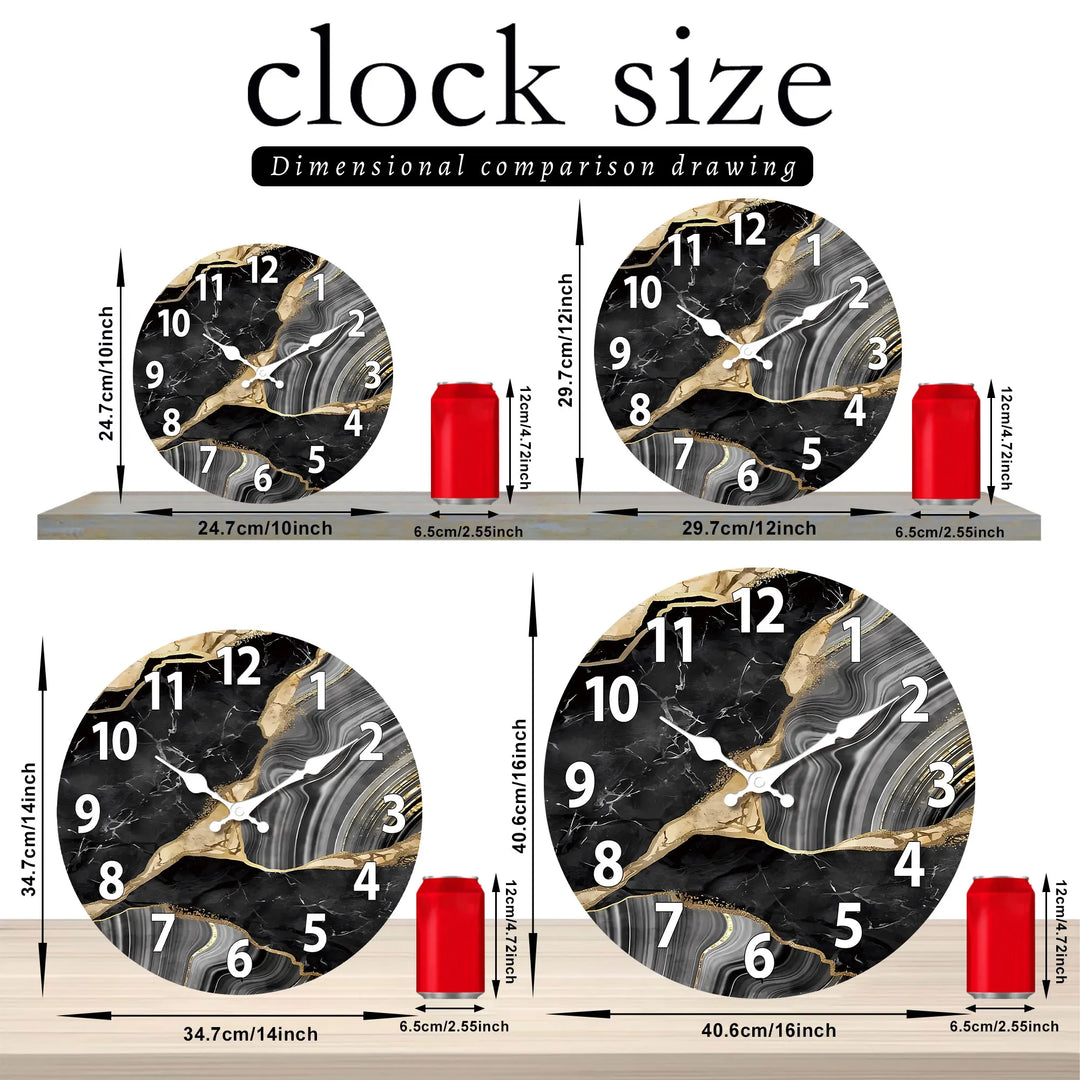 Modern Round Wooden Wall Clock | Silent Marble Design