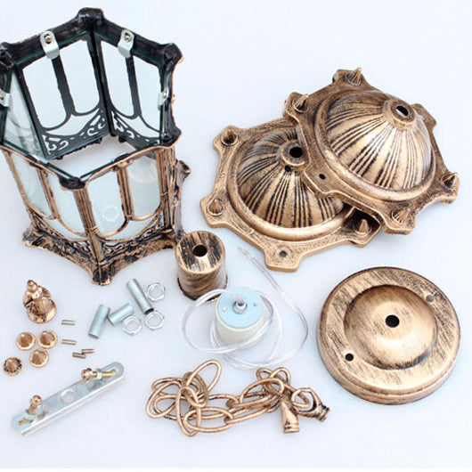 Traditional Vintage Waterproof Hexagonal Column Palace Patio Pendant Lamp-Orizon Depot