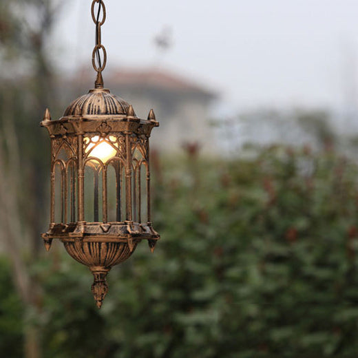 Traditional Vintage Waterproof Hexagonal Column Palace Patio Pendant Lamp-Orizon Depot
