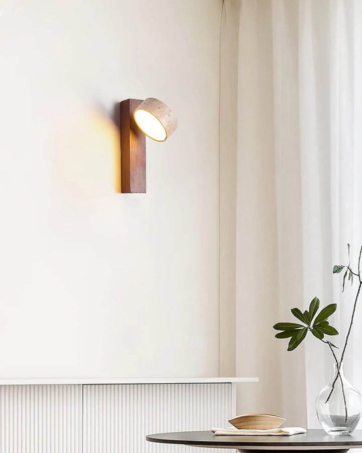 Modern Stone and Wood Wall Lamp - Stylish Lighting Fixture