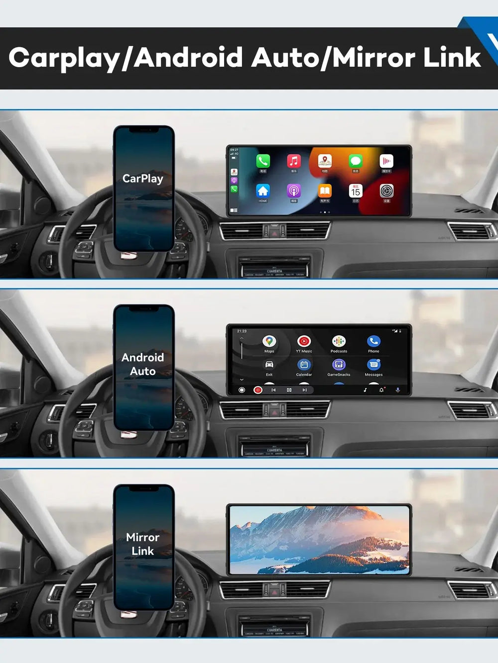 Universal 10.26-Inch Wireless CarPlay Android Auto Multimedia Player-Orizon Depot