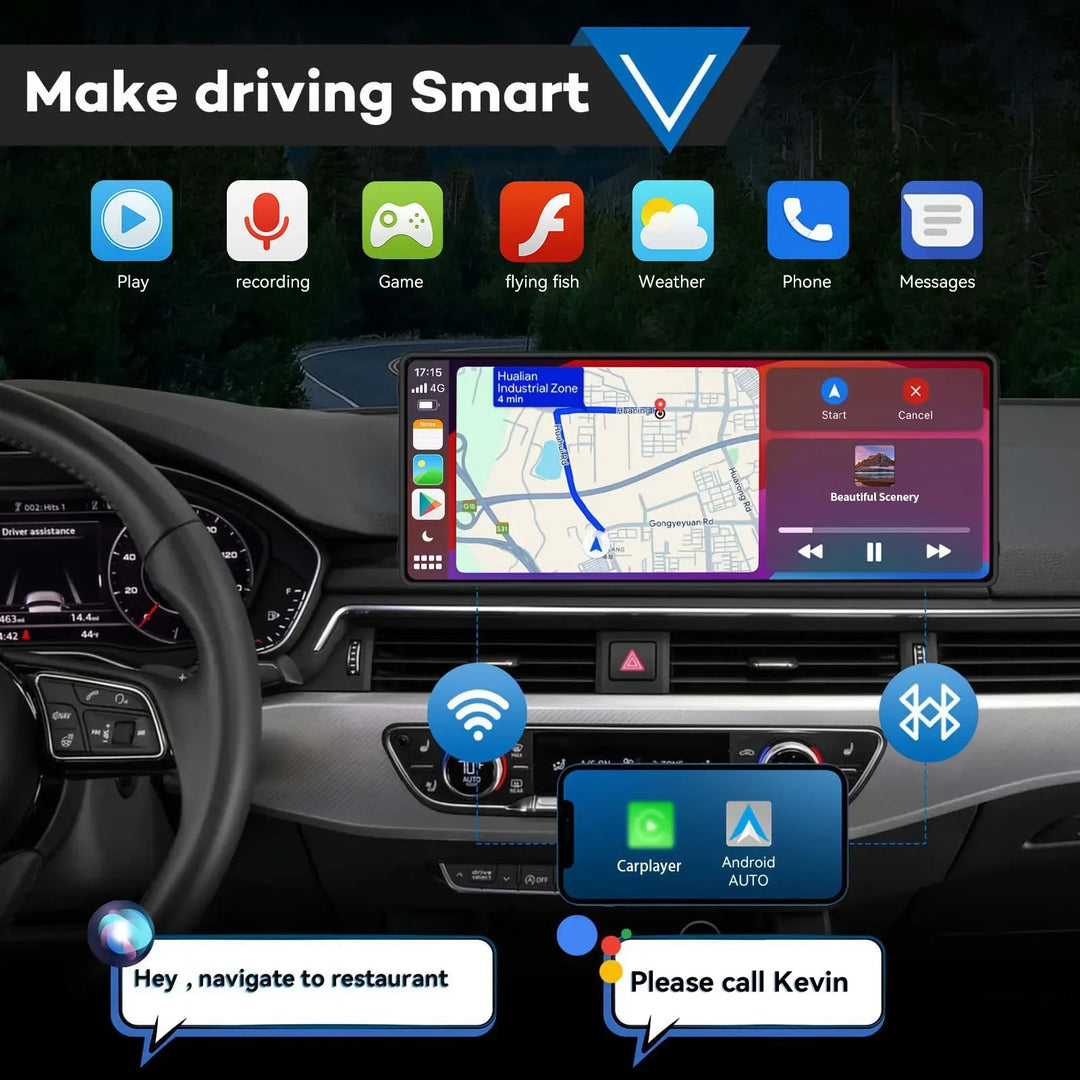 Universal 10.26-Inch Wireless CarPlay Android Auto Multimedia Player-Orizon Depot