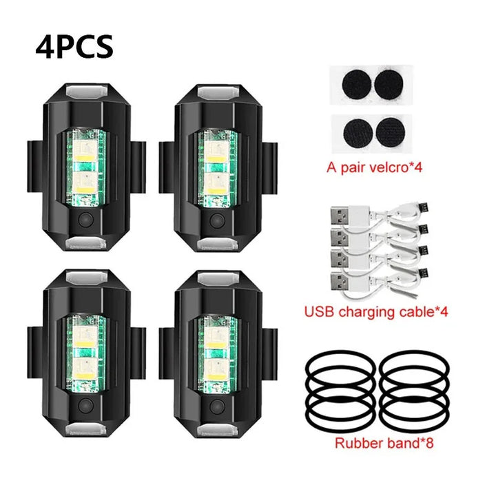 Universal LED Strobe Signal Lights for Motorcycles - USB Charging, 7 Colors-Orizon Depot