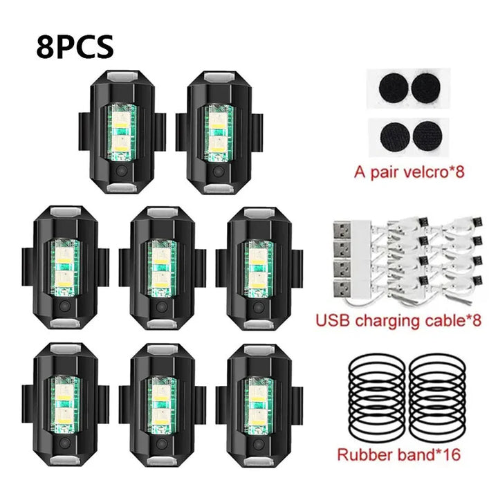 Universal LED Strobe Signal Lights for Motorcycles - USB Charging, 7 Colors-Orizon Depot