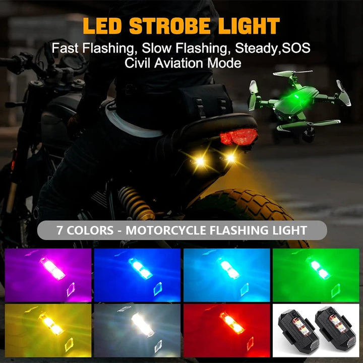 Universal LED Strobe Signal Lights for Motorcycles - USB Charging, 7 Colors-Orizon Depot