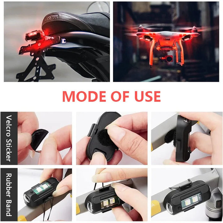 Universal LED Strobe Signal Lights for Motorcycles - USB Charging, 7 Colors-Orizon Depot