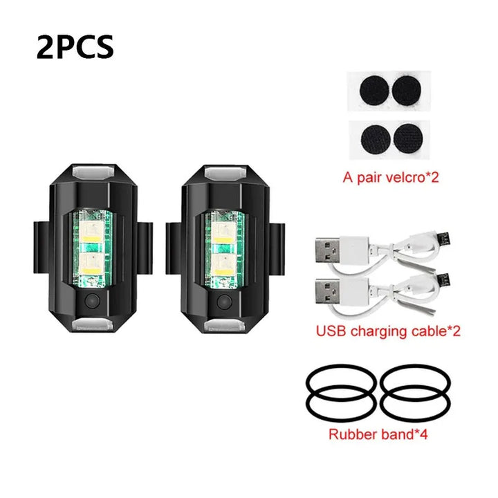 Universal LED Strobe Signal Lights for Motorcycles - USB Charging, 7 Colors-Orizon Depot