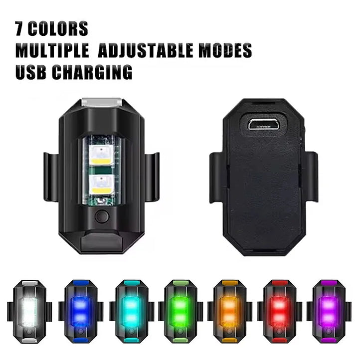 Universal LED Strobe Signal Lights for Motorcycles - USB Charging, 7 Colors-Orizon Depot