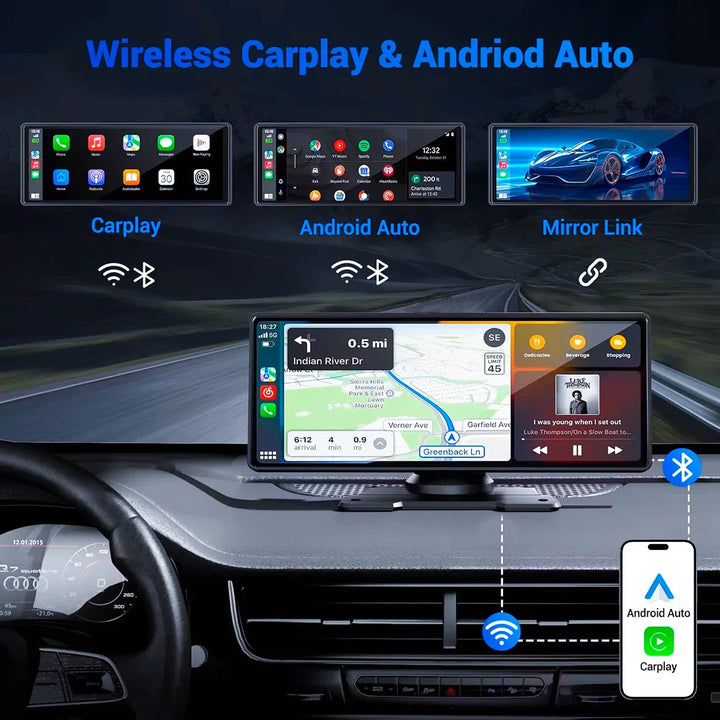 Universal Wireless CarPlay and Android Auto Car Stereo Head Unit-Orizon Depot