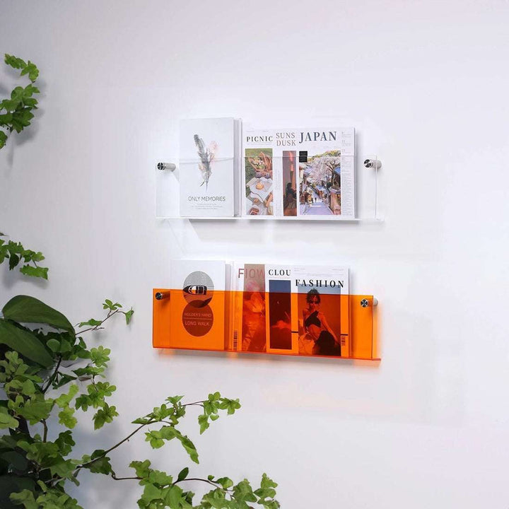 Acrylic Wall-Mounted Floating Magazine Rack for Stylish Storage-Orizon Depot