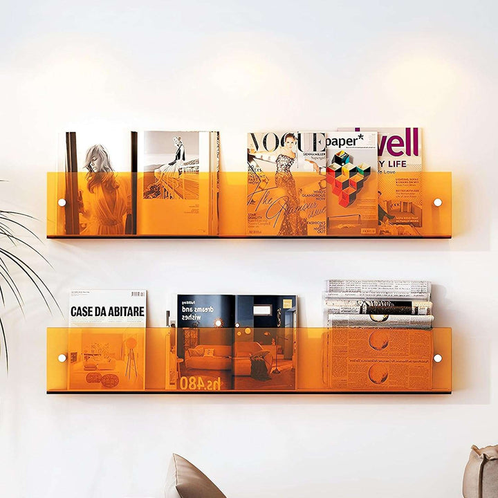 Acrylic Wall-Mounted Floating Magazine Rack for Stylish Storage-Orizon Depot