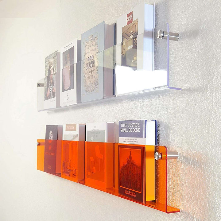 Acrylic Wall-Mounted Floating Magazine Rack for Stylish Storage-Orizon Depot