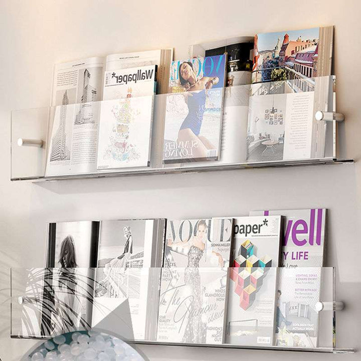 Acrylic Wall-Mounted Floating Magazine Rack for Stylish Storage-Orizon Depot