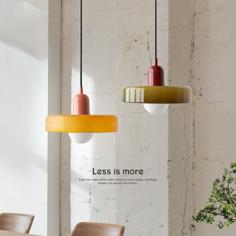 Vintage Colorful Glass Dish Shape One-Light Pendant Lamp-Orizon Depot