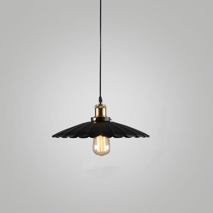 Vintage Industrial Iron Scalloped Shade Shape 1-Light Pendant Lamp-Orizon Depot