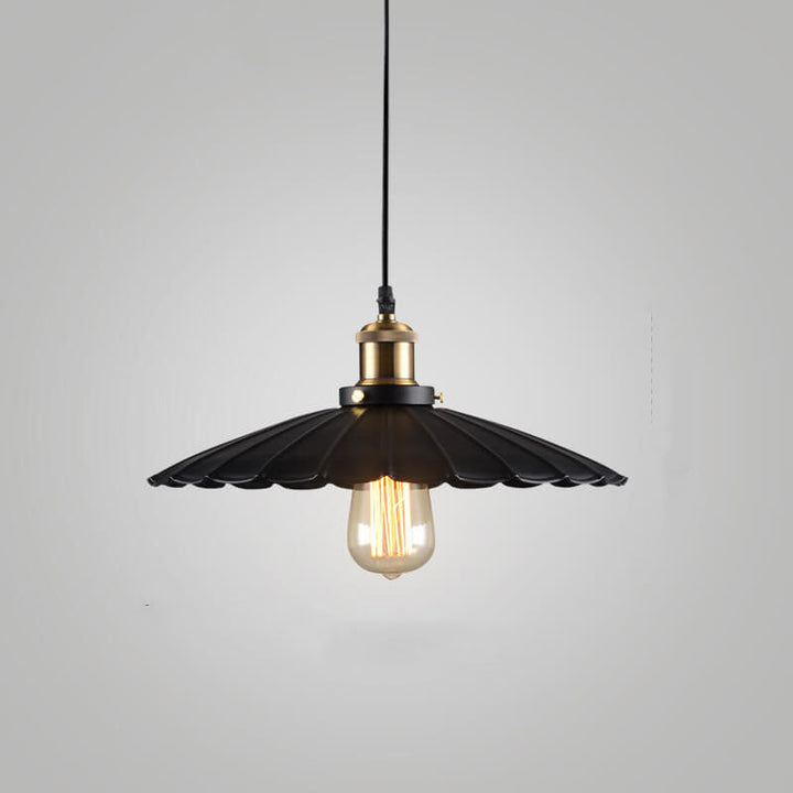 Vintage Industrial Iron Scalloped Shade Shape 1-Light Pendant Lamp-Orizon Depot