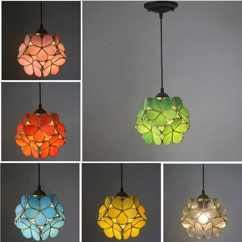 Vintage Stained Glass Flower Pendant Light-Orizon Depot