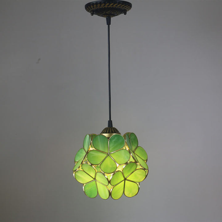 Vintage Stained Glass Flower Pendant Light-Orizon Depot
