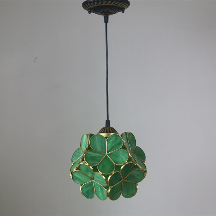 Vintage Stained Glass Flower Pendant Light-Orizon Depot