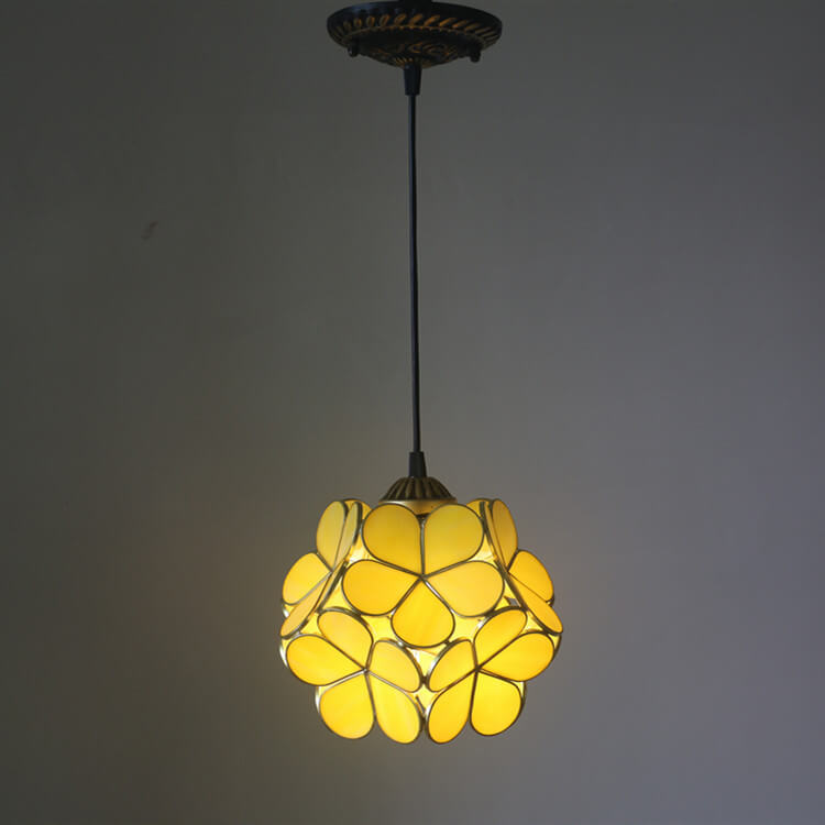 Vintage Stained Glass Flower Pendant Light-Orizon Depot