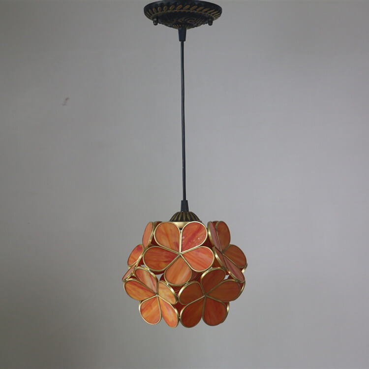 Vintage Stained Glass Flower Pendant Light-Orizon Depot