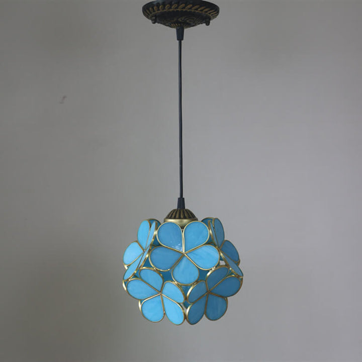 Vintage Stained Glass Flower Pendant Light-Orizon Depot