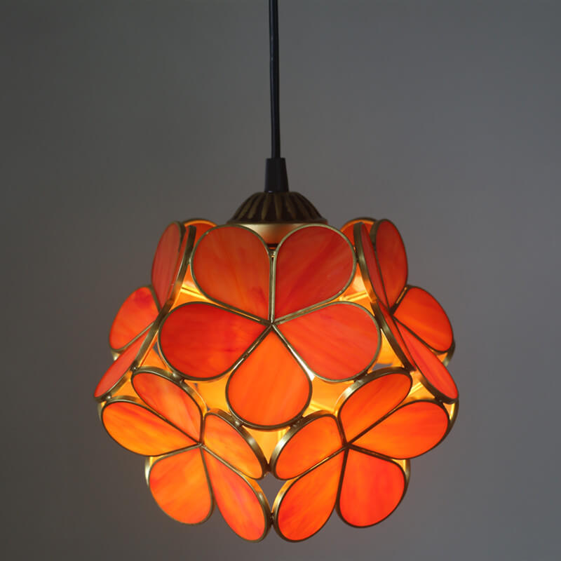 Vintage Stained Glass Flower Pendant Light-Orizon Depot