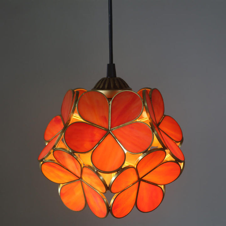 Vintage Stained Glass Flower Pendant Light-Orizon Depot