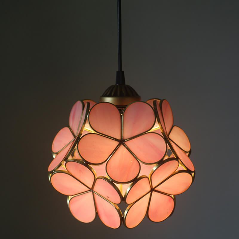 Vintage Stained Glass Flower Pendant Light-Orizon Depot