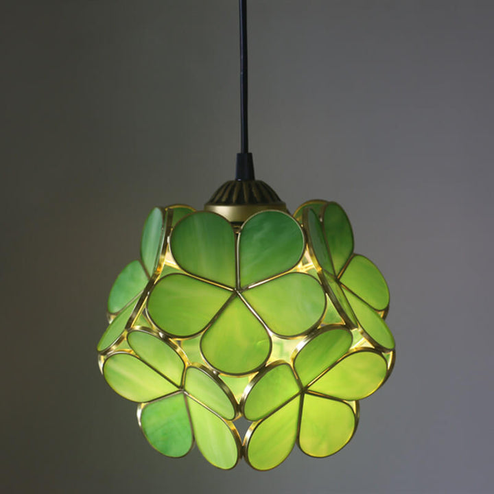 Vintage Stained Glass Flower Pendant Light-Orizon Depot