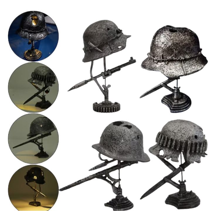 Vintage Steel Helmet Table Lamp – Timeless Antique Home Décor-Orizon Depot