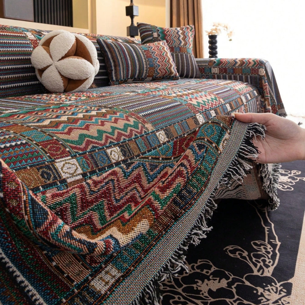 Boho Aurora Stripes Sofa Cover for Stylish Home Decor-Orizon Depot