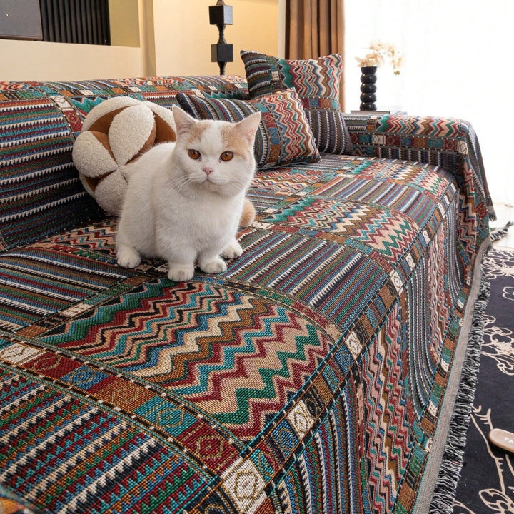 Boho Aurora Stripes Sofa Cover for Stylish Home Decor-Orizon Depot