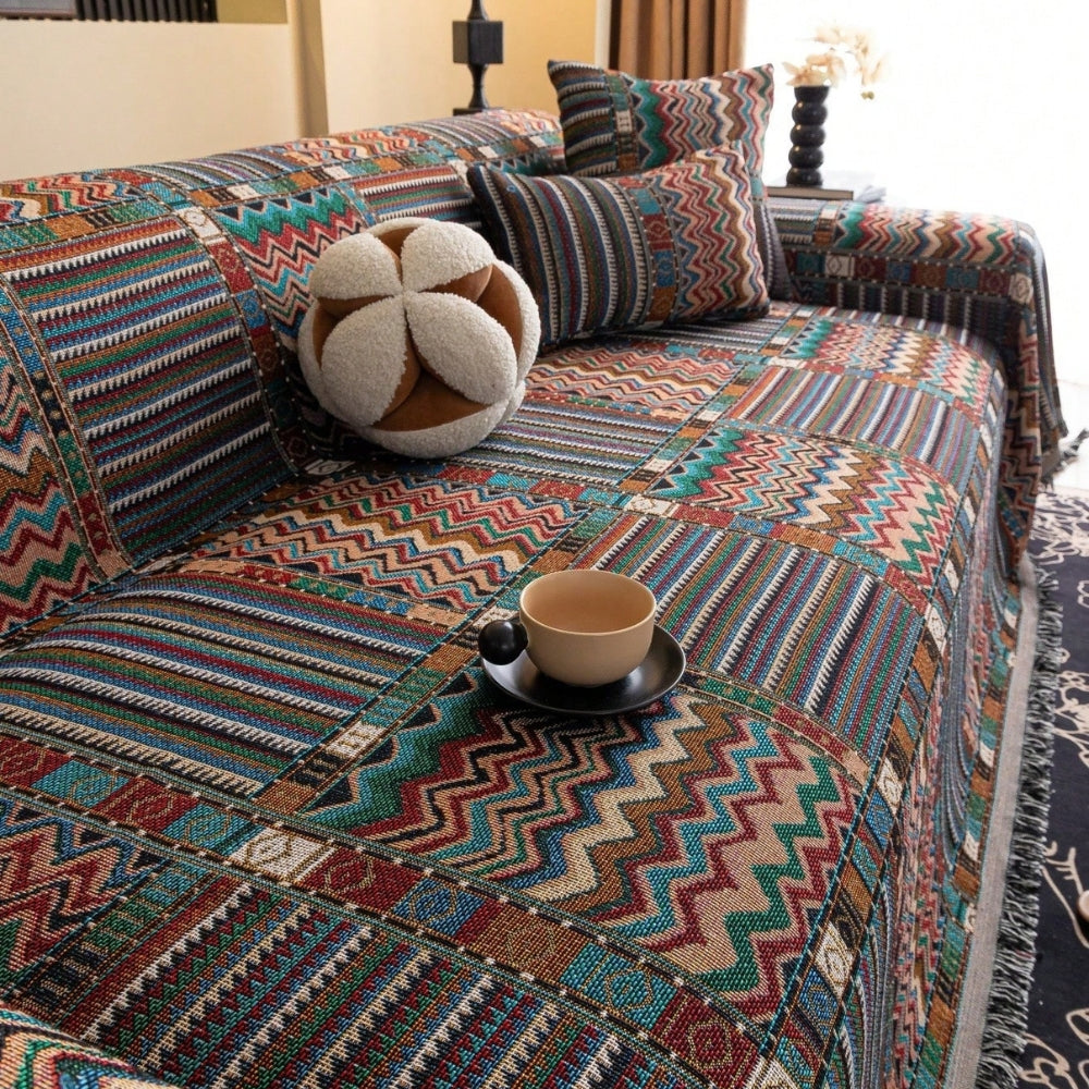 Boho Aurora Stripes Sofa Cover for Stylish Home Decor-Orizon Depot