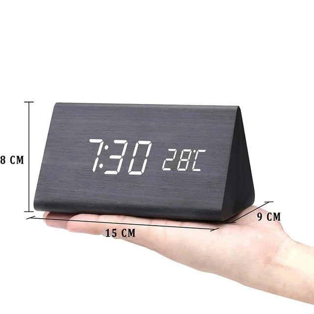 Voice-Controlled LED Alarm Clock | Stylish Wooden Design-Orizon Depot