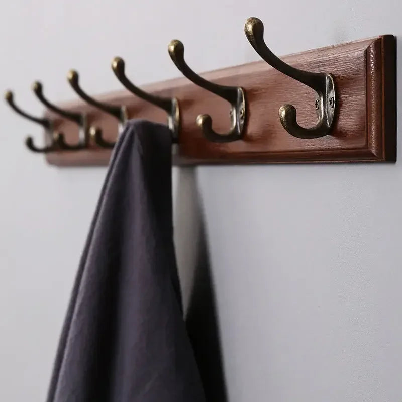 Solid Wood Wall Coat Rack with Hooks for Coats and Hats