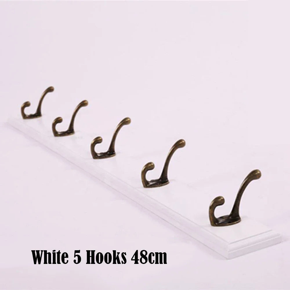 Solid Wood Wall Coat Rack with Hooks for Coats and Hats