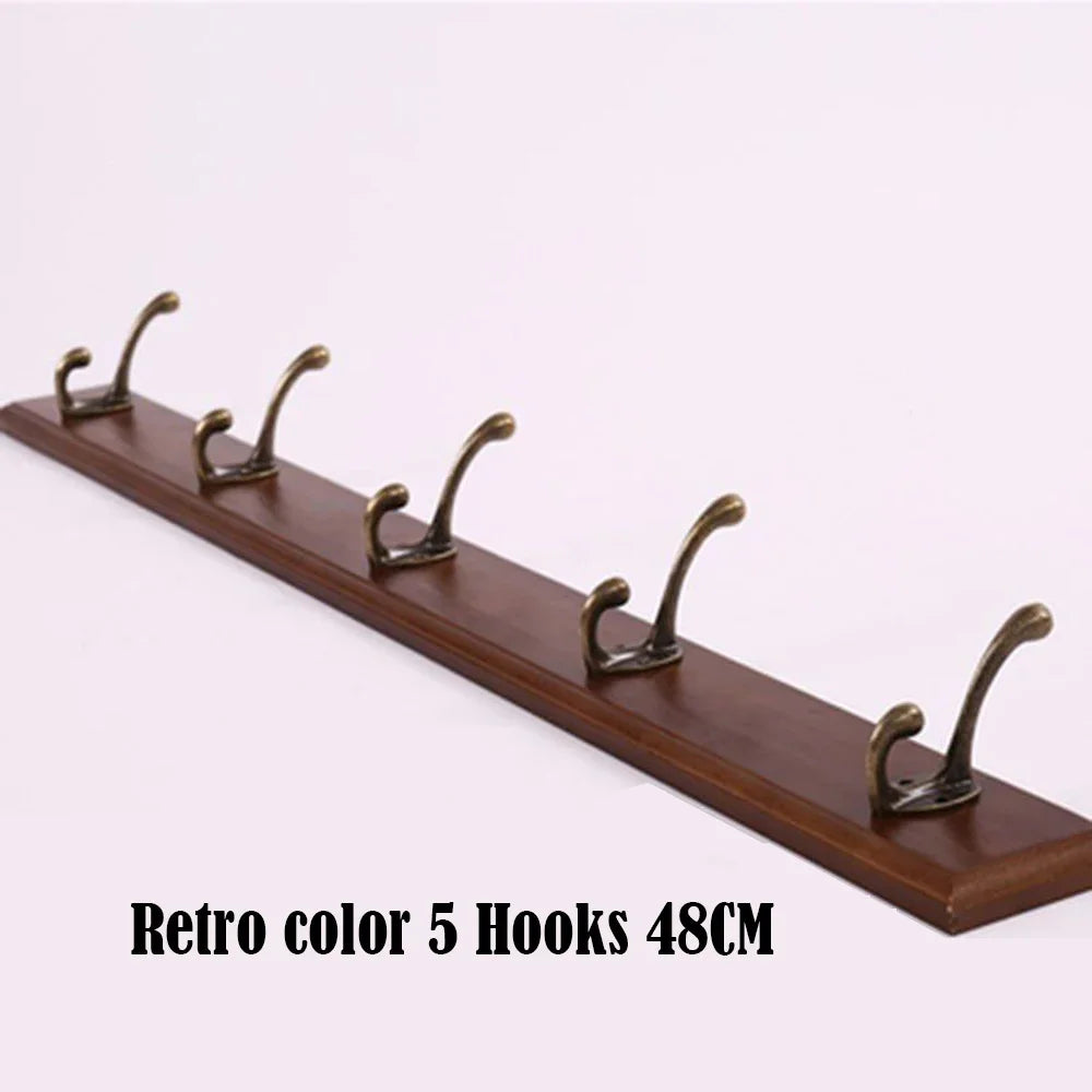 Solid Wood Wall Coat Rack with Hooks for Coats and Hats