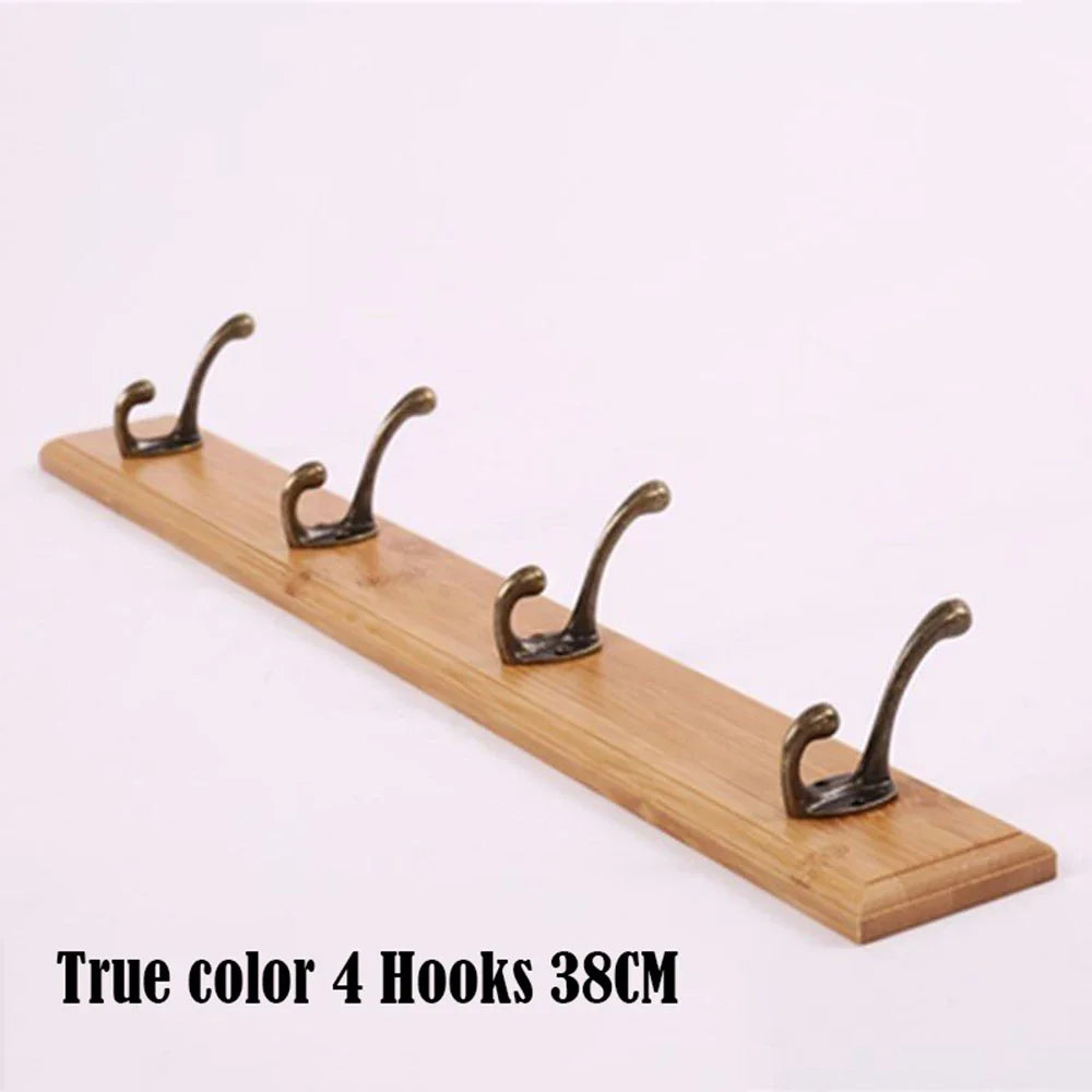 Solid Wood Wall Coat Rack with Hooks for Coats and Hats