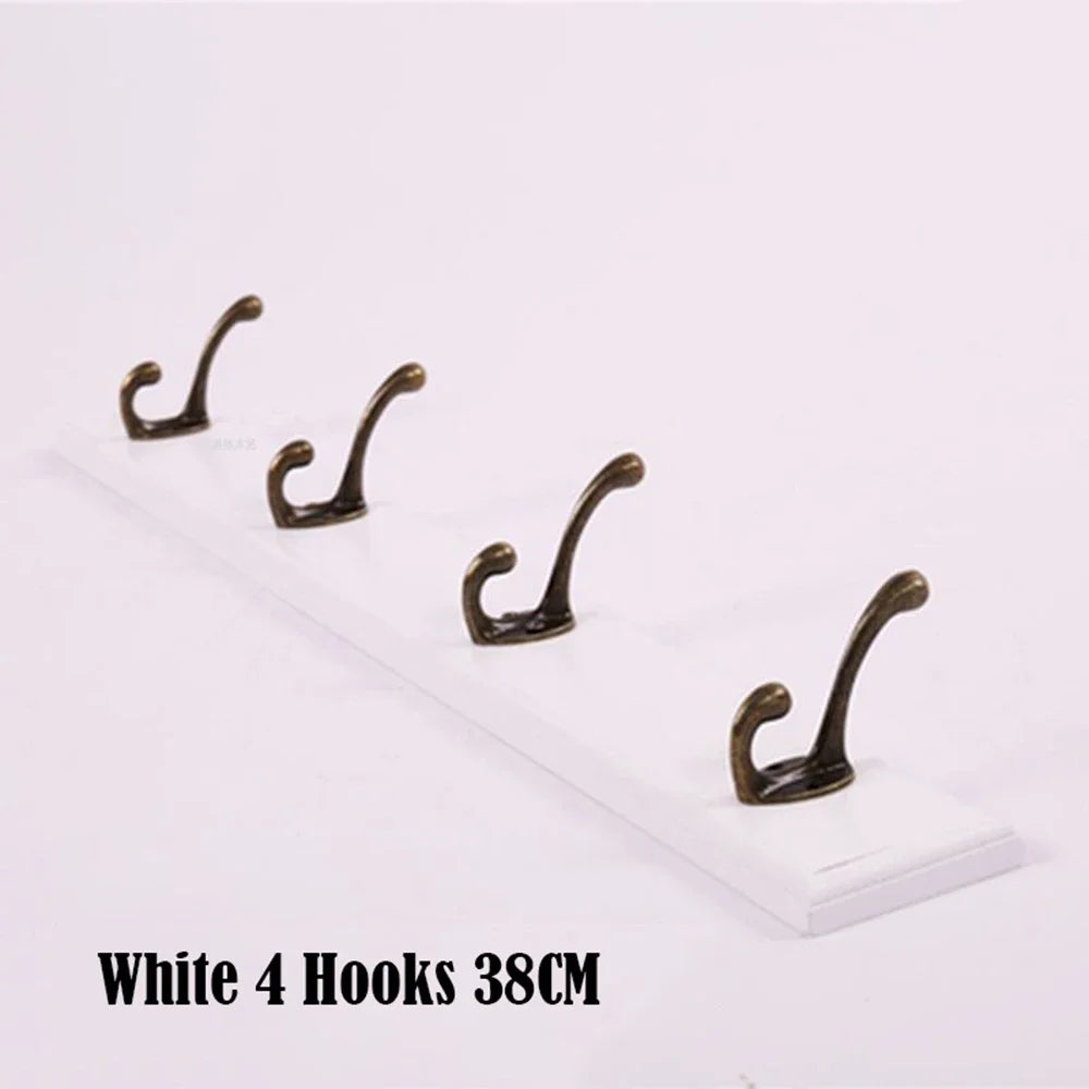 Solid Wood Wall Coat Rack with Hooks for Coats and Hats