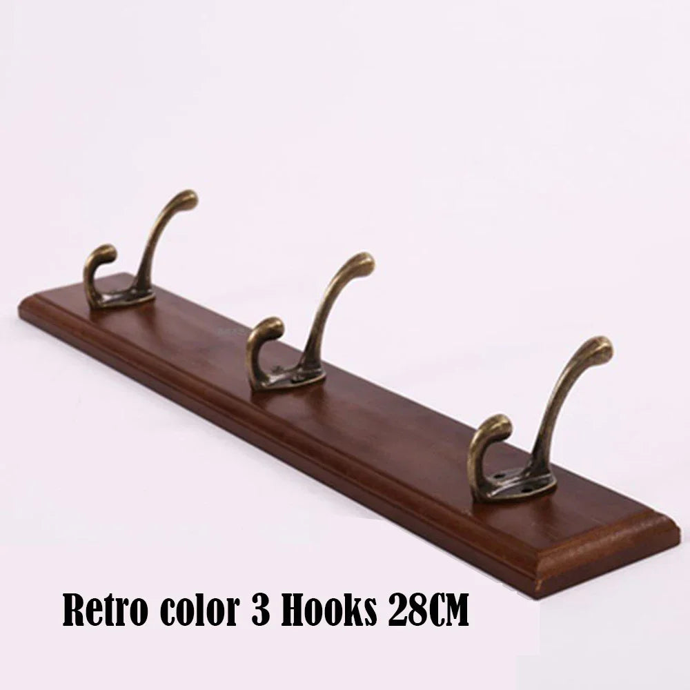 Solid Wood Wall Coat Rack with Hooks for Coats and Hats