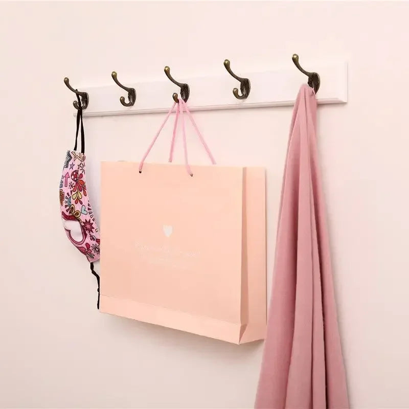 Solid Wood Wall Coat Rack with Hooks for Coats and Hats