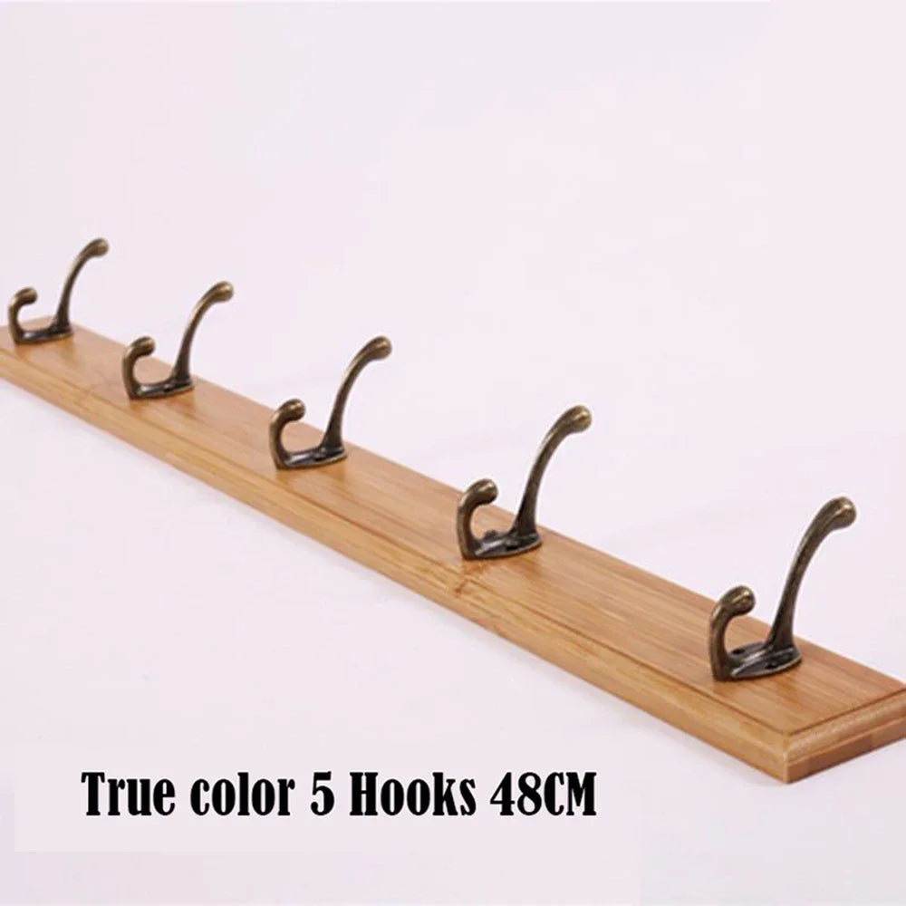 Solid Wood Wall Coat Rack with Hooks for Coats and Hats
