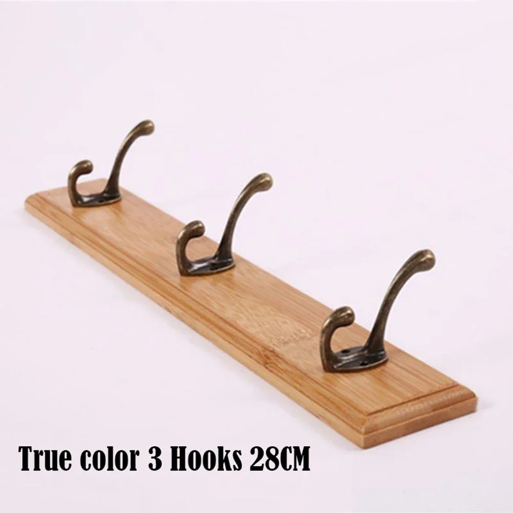 Solid Wood Wall Coat Rack with Hooks for Coats and Hats