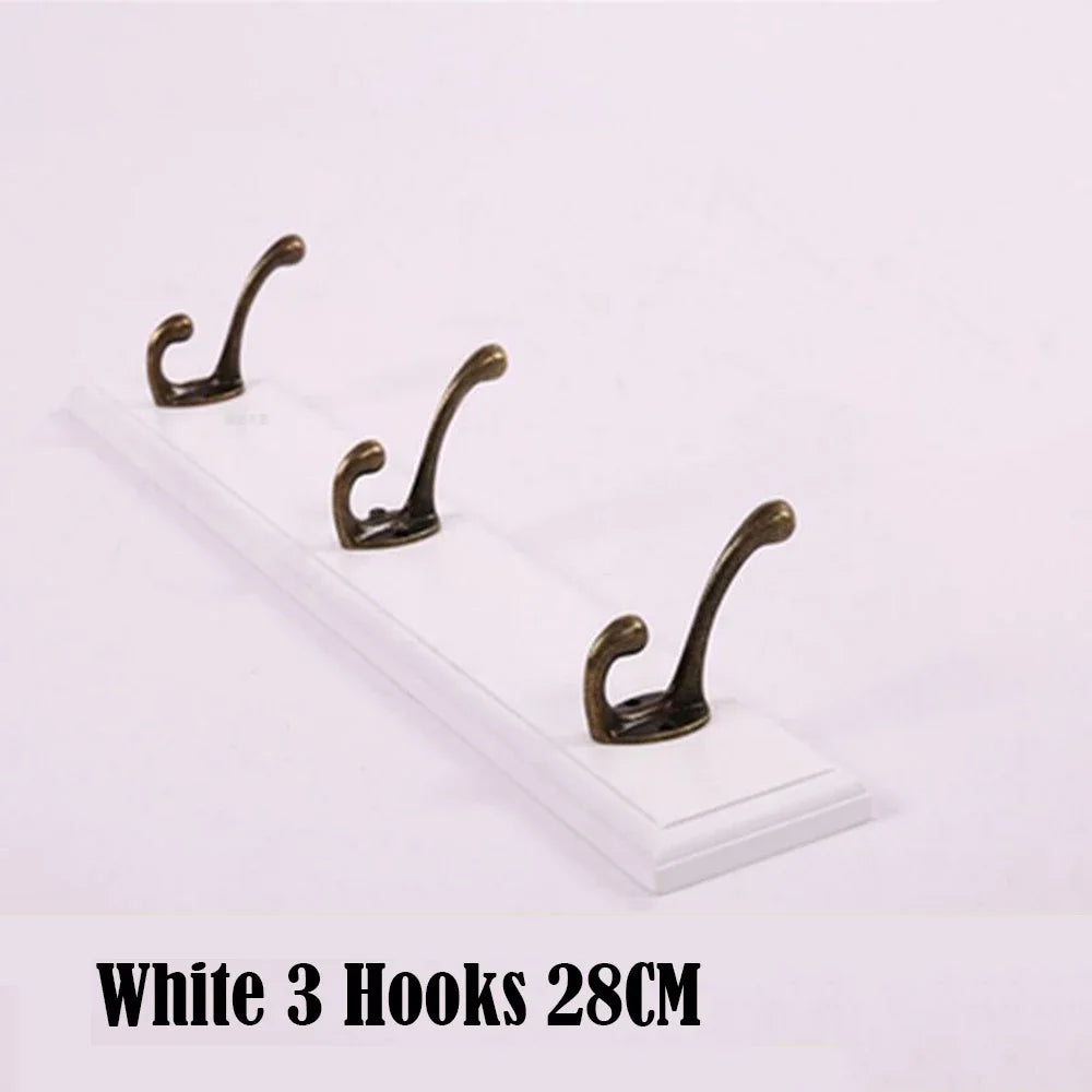 Solid Wood Wall Coat Rack with Hooks for Coats and Hats