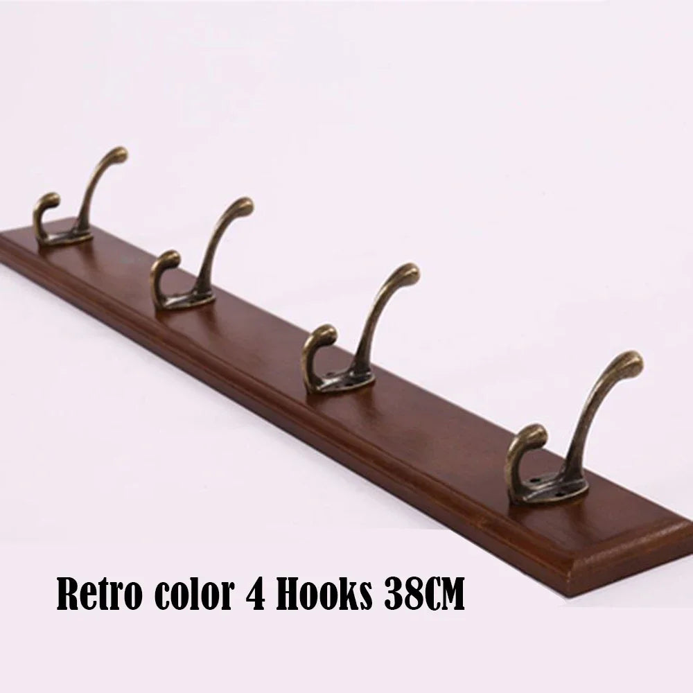 Solid Wood Wall Coat Rack with Hooks for Coats and Hats