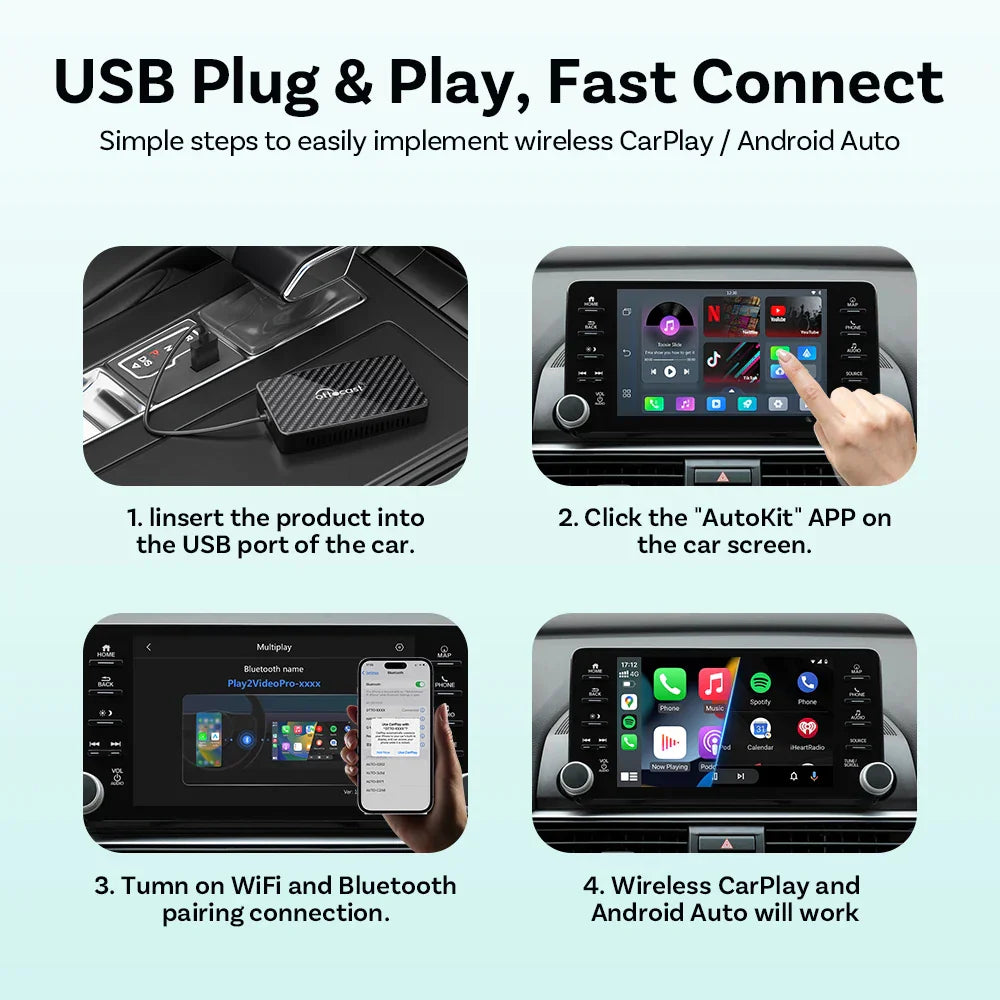 Wireless AI Car Adapter with YouTube, Netflix & Android Auto-Orizon Depot