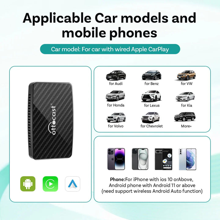 Wireless AI Car Adapter with YouTube, Netflix & Android Auto-Orizon Depot