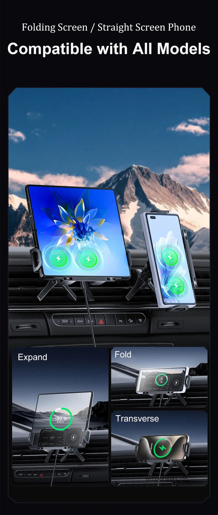 Wireless Car Charger Dual Coil Fast Charge Air Vent Mount-Orizon Depot