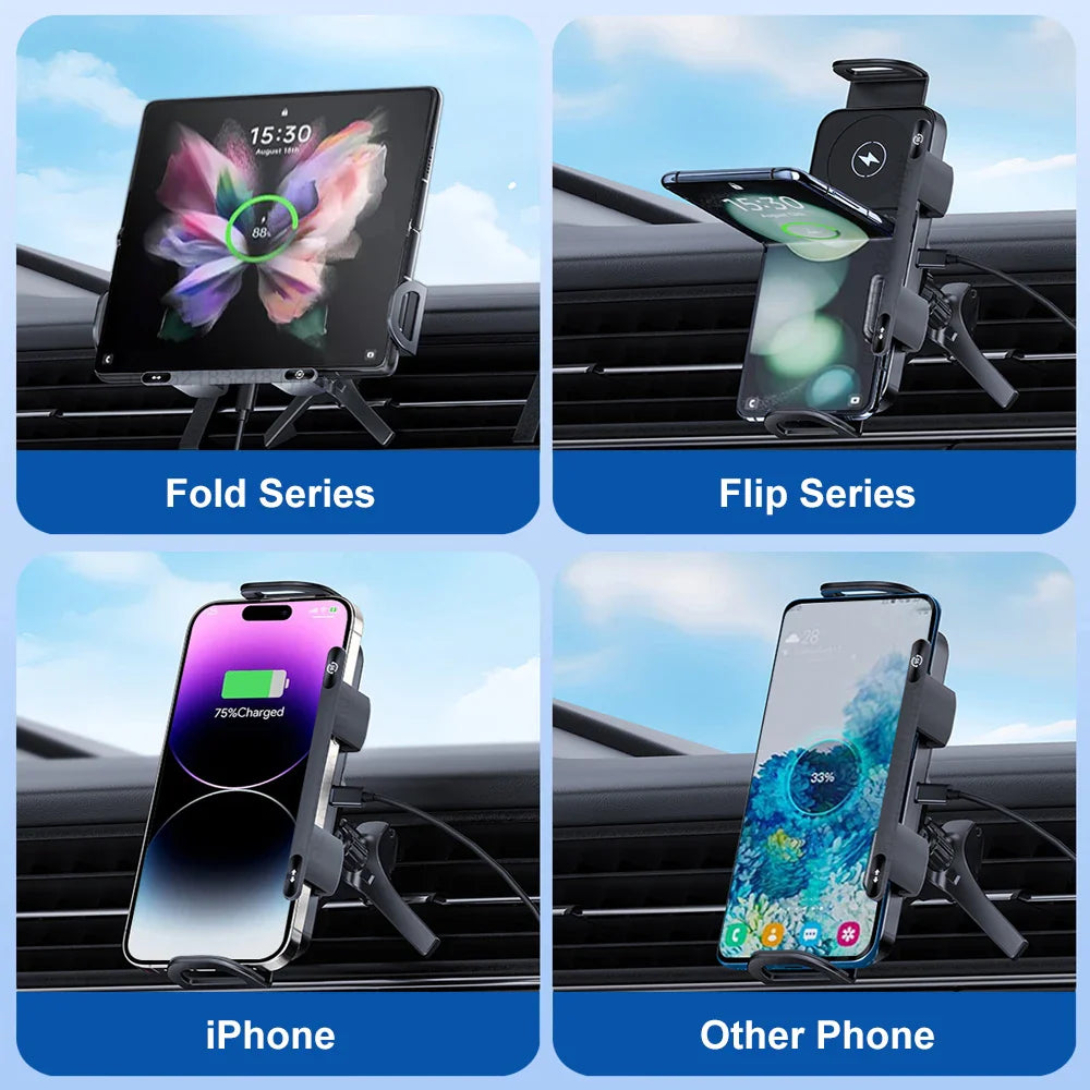 Wireless Car Charger Dual Coil Fast Charge Air Vent Mount-Orizon Depot
